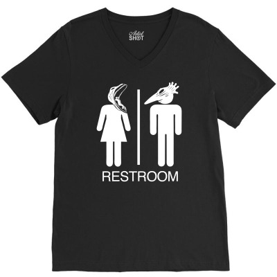 Restroom For The Recently Deceased V-neck Tee Designed By Chilistore