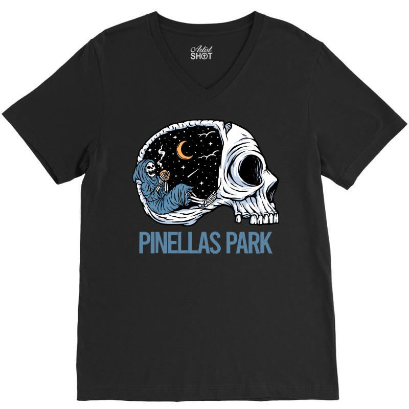 Pinellas Park T  Shirt Chilling Skeleton Pinellas Park T  Shirt V-neck Tee | Artistshot