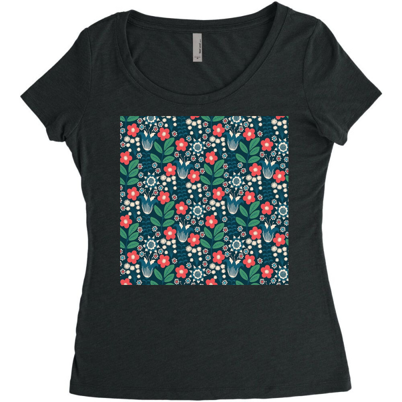 Floral Meadow In Red Women's Triblend Scoop T-shirt by lorismerch | Artistshot