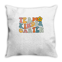 Team Kindergarten Groovy Wavy Back To School Teacher Student T Shirt Throw Pillow | Artistshot