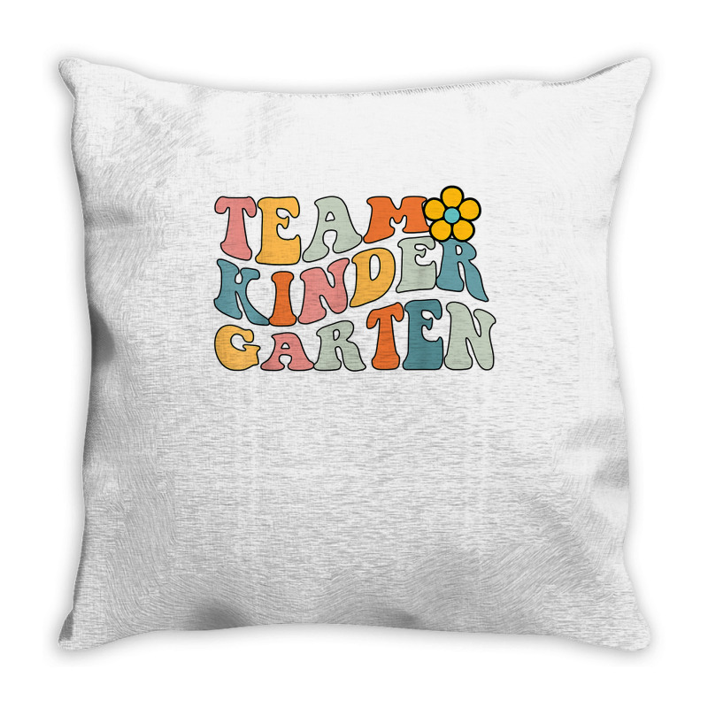 Team Kindergarten Groovy Wavy Back To School Teacher Student T Shirt Throw Pillow | Artistshot