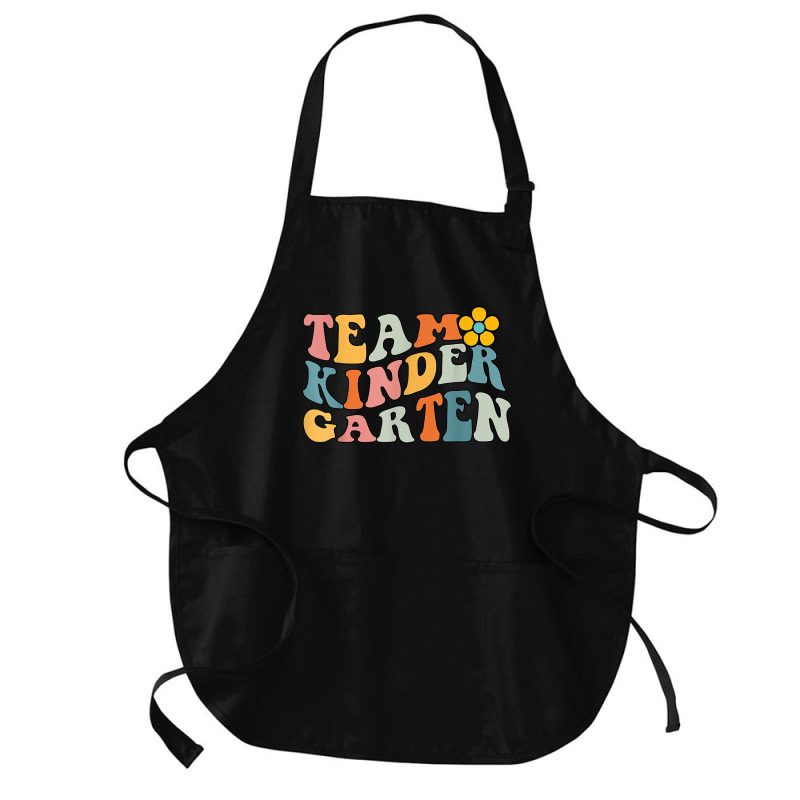 Team Kindergarten Groovy Wavy Back To School Teacher Student T Shirt Medium-length Apron | Artistshot