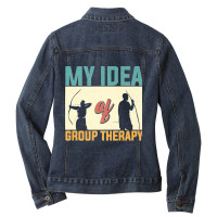 My Idea Of Group Therapy Archery Archer Premium Ladies Denim Jacket | Artistshot