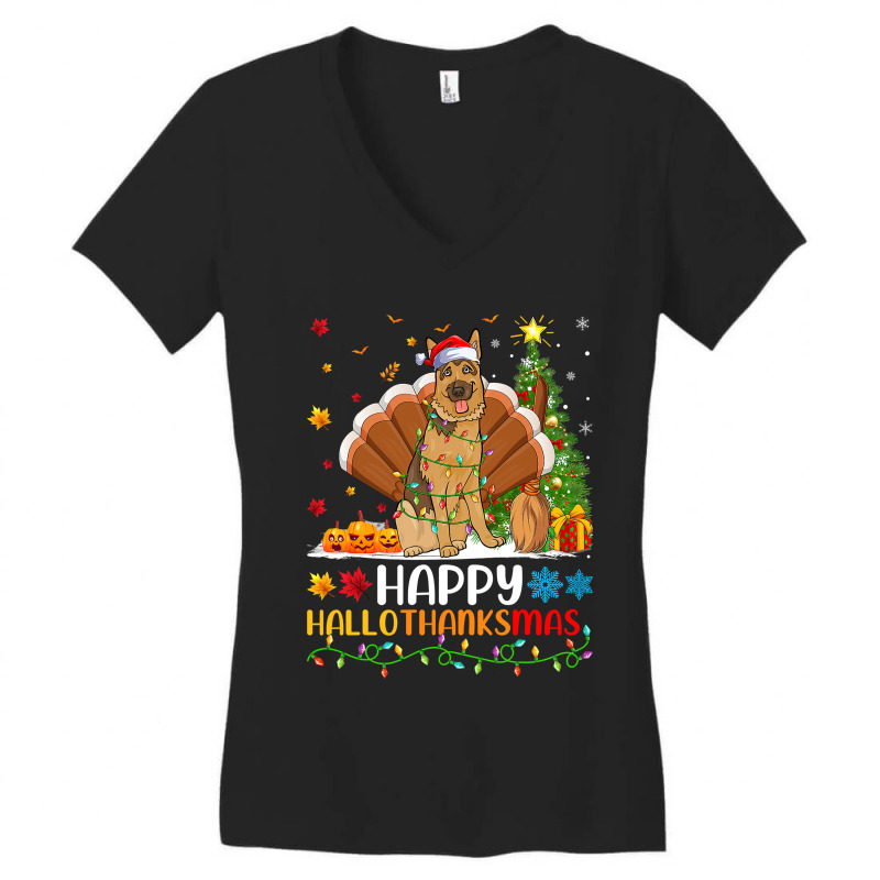 Dog Lover Funny Happy Belgian Malinois Dog Hellothanksmas Women's V-Neck T-Shirt by pester | Artistshot