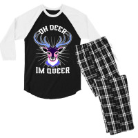 Oh Deer Im Queer Omnisexual Pride Men's 3/4 Sleeve Pajama Set | Artistshot