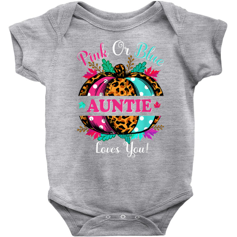 Pink Or Blue Auntie Loves You Leopard Pumpkin Fall Season T Shirt Baby Bodysuit by ebonycry | Artistshot