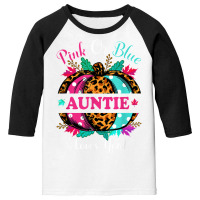 Pink Or Blue Auntie Loves You Leopard Pumpkin Fall Season T Shirt Youth 3/4 Sleeve | Artistshot