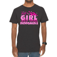 Just A Girl Who Loves Dinosaurs With Reptile Hearts Pink Vintage T-shirt | Artistshot