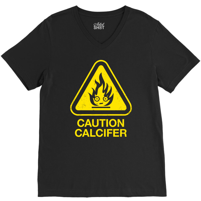 Caution Calcifer V-neck Tee | Artistshot