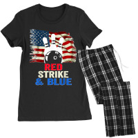 Patriotic Bowling 4th Of July Red Strike & Blue Usa Flag Women's Pajamas Set | Artistshot