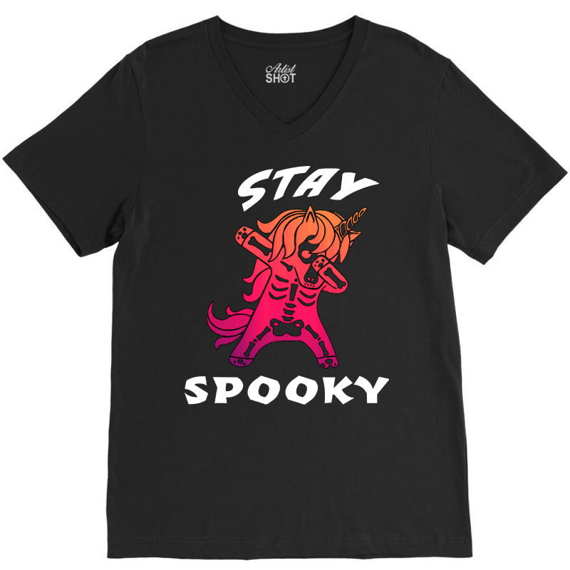 Unicorn T  Shirtstay Spooky Unicorn Skeleton Dabbing T  Shirt V-neck Tee | Artistshot