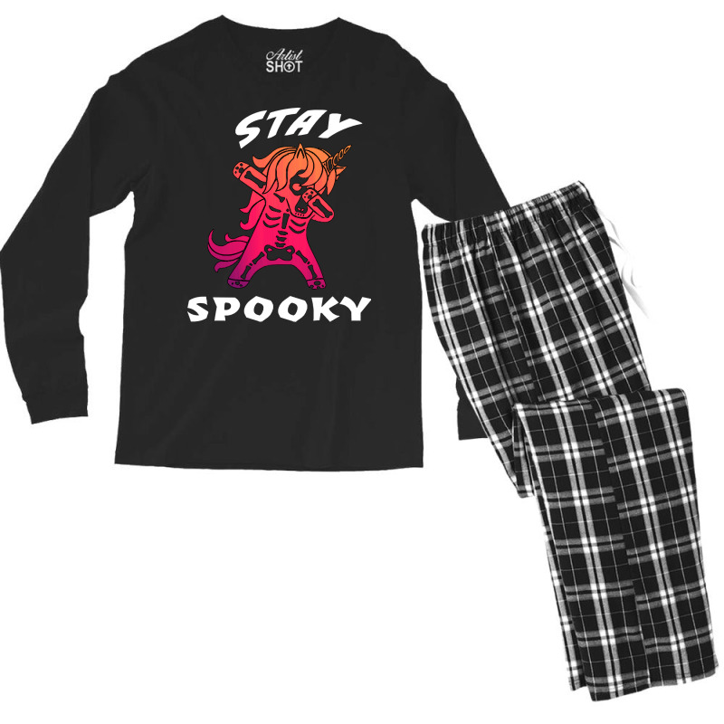 Unicorn T  Shirtstay Spooky Unicorn Skeleton Dabbing T  Shirt Men's Long Sleeve Pajama Set | Artistshot