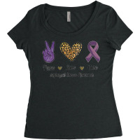 Peace Love Cure Esophageal Cancer Awareness Warrior Leopard Women's Triblend Scoop T-shirt | Artistshot