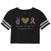 Peace Love Cure Esophageal Cancer Awareness Warrior Leopard Scorecard Crop Tee | Artistshot