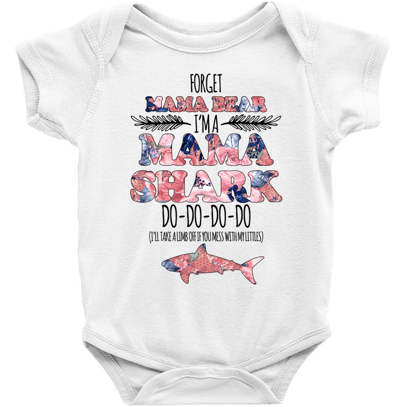 Forget Mama Bear I'm A Mama Shark Floral For Light Baby Bodysuit by autlu2024 | Artistshot