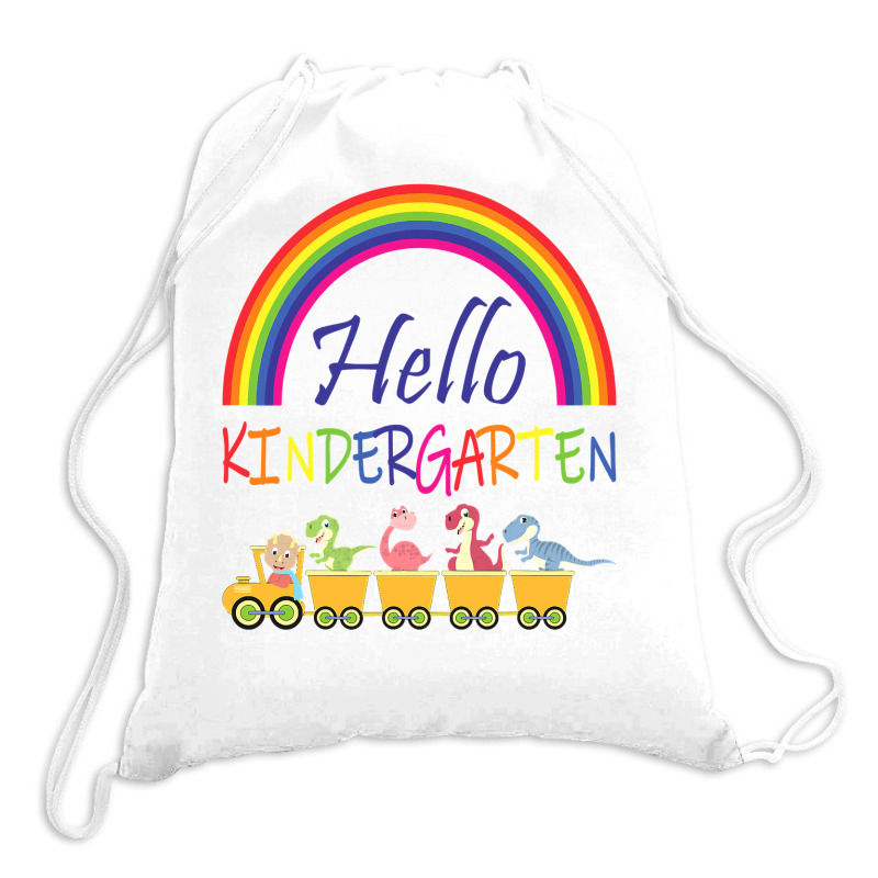 Train Dinosaur Team First Day Of Kindergarten Back To School T Shirt Drawstring Bags | Artistshot