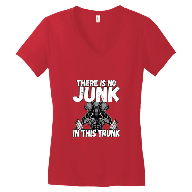 There Is No Junk In This Trunk Strong Elephant Gym Women's V-Neck T-Shirt by satekiong | Artistshot