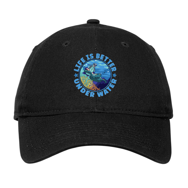 Life Is Better Under Water Marine Biology Scuba Diver Premium Adjustable Cap | Artistshot