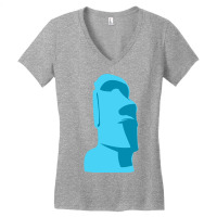 Blue Tiki Moai Easter Island Hawaiian Luau Gift Long Sleeve T Shirt Women's V-neck T-shirt | Artistshot