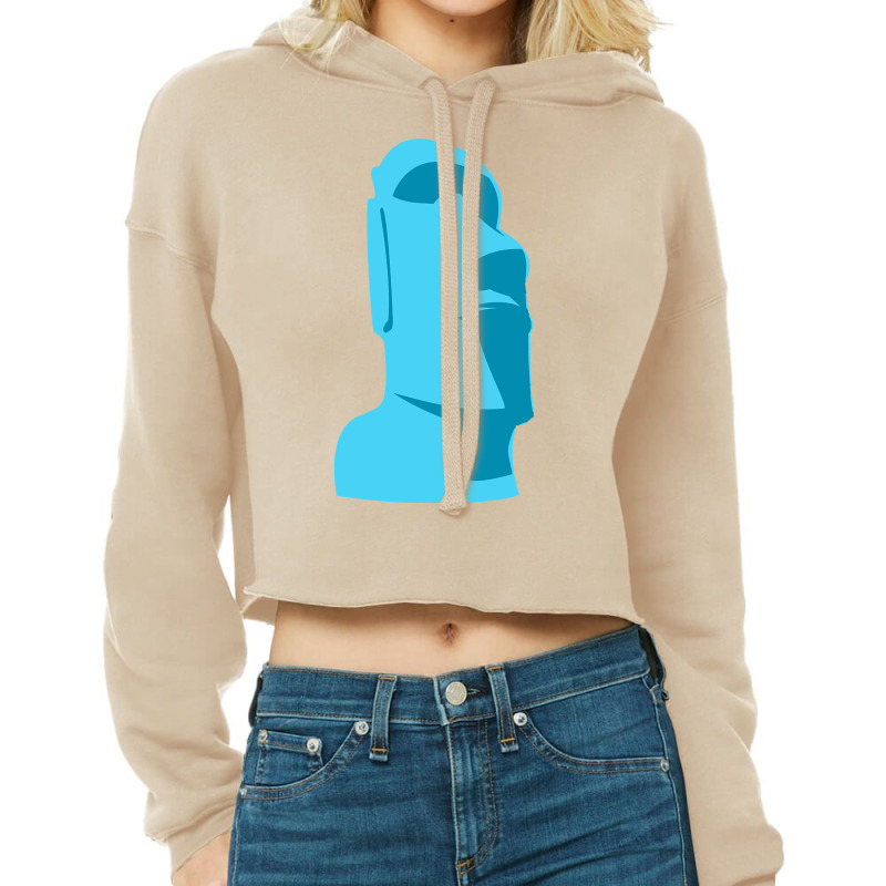 Blue Tiki Moai Easter Island Hawaiian Luau Gift Long Sleeve T Shirt Cropped Hoodie | Artistshot