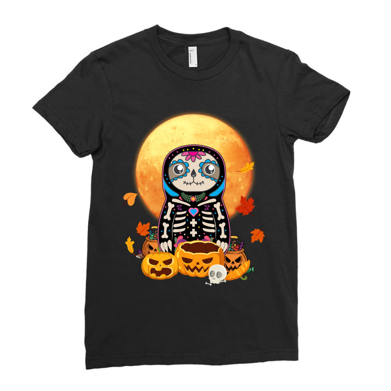 Sloth Sugar Skull Mexico Calavera Dia De Los Muertos Shirt Ladies Fitted T-Shirt by Adriana_Torquemada | Artistshot