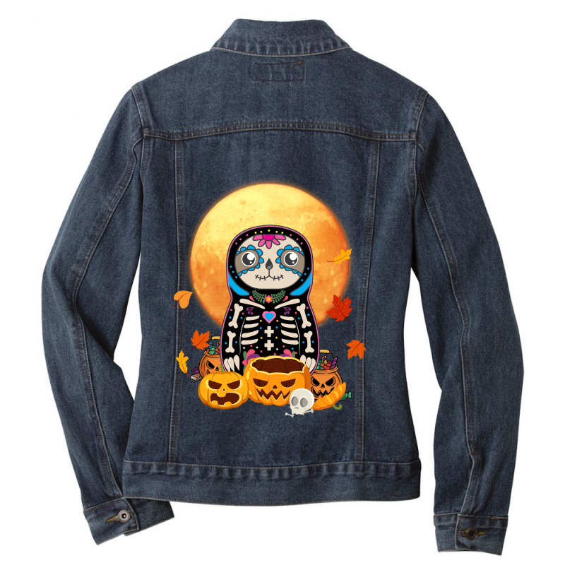 Sloth Sugar Skull Mexico Calavera Dia De Los Muertos Shirt Ladies Denim Jacket by Adriana_Torquemada | Artistshot