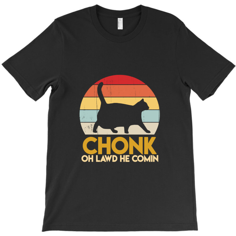 Funny Fat Cats Chonk Oh Lawd He Comin Vintage Retro Sunset T-shirt | Artistshot