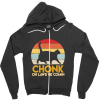 Funny Fat Cats Chonk Oh Lawd He Comin Vintage Retro Sunset Zipper Hoodie | Artistshot