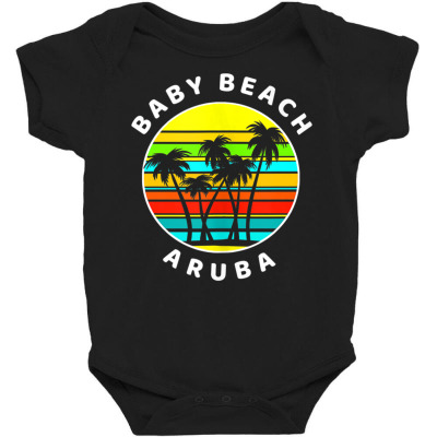Baby Beach Aruba Shirt Palm Trees Silhouette Sunset Tank Top Baby Bodysuit Designed By Afa Designs