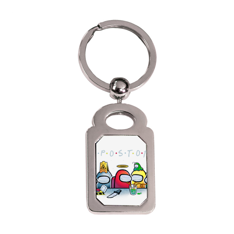 Gaming Crewmate Meme Impostor Among Game Us Sus Silver Rectangle Keychain | Artistshot