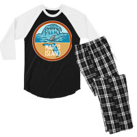 Marco Island Beach Florida Fl Ocean Wave Shark Fin Vacation Pullover H Men's 3/4 Sleeve Pajama Set | Artistshot