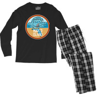 Marco Island Beach Florida Fl Ocean Wave Shark Fin Vacation Pullover H Men's Long Sleeve Pajama Set | Artistshot