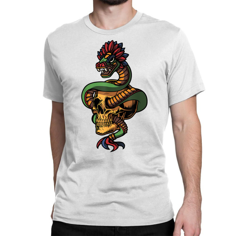 Quetzalcoatl Skull Aztec Feathered Serpent Mayan Inca T Shirt Classic T-shirt by KaseeDheera | Artistshot