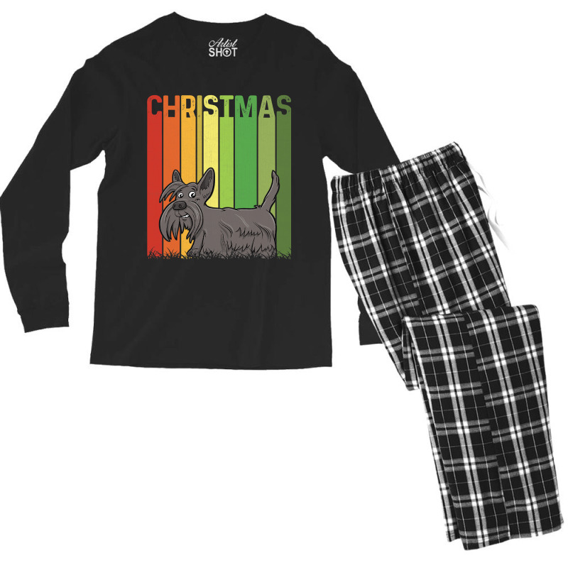 Christmas Retro Scottish Terrier Dog Group Matching Xmas 608 Men's Long Sleeve Pajama Set by peafowl | Artistshot