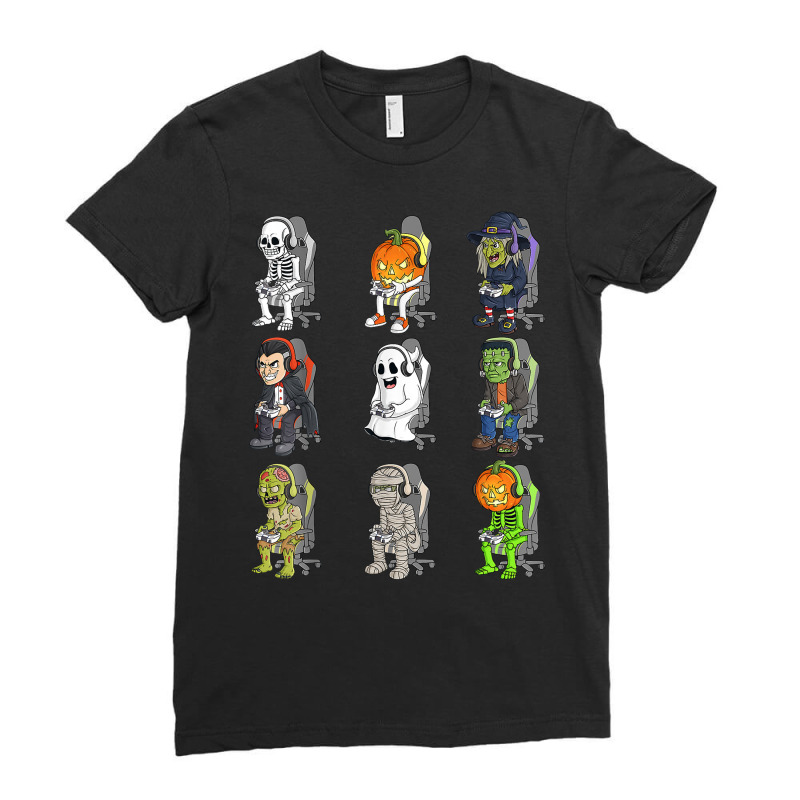 Gaming Halloween Skeleton Vampire Gamer Zombie Boys Kids T Shirt Ladies Fitted T-Shirt by uekirstockpg | Artistshot