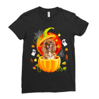 Cocker Spaniel Witch Pumpkin Halloween Dog Lover Funny 14 Ladies Fitted T-shirt | Artistshot