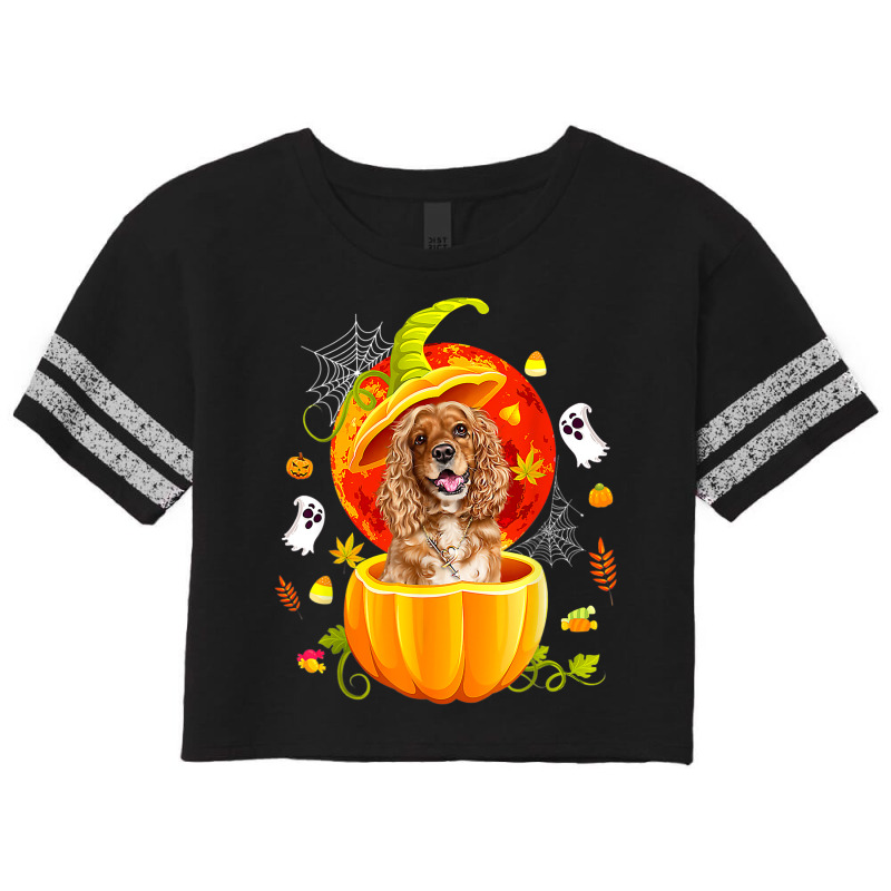 Cocker Spaniel Witch Pumpkin Halloween Dog Lover Funny 14 Scorecard Crop Tee by peafowl | Artistshot