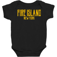 Fire Island New York Vintage Text Amber Print T Shirt Baby Bodysuit | Artistshot