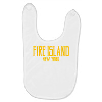 Fire Island New York Vintage Text Amber Print T Shirt Baby Bibs | Artistshot