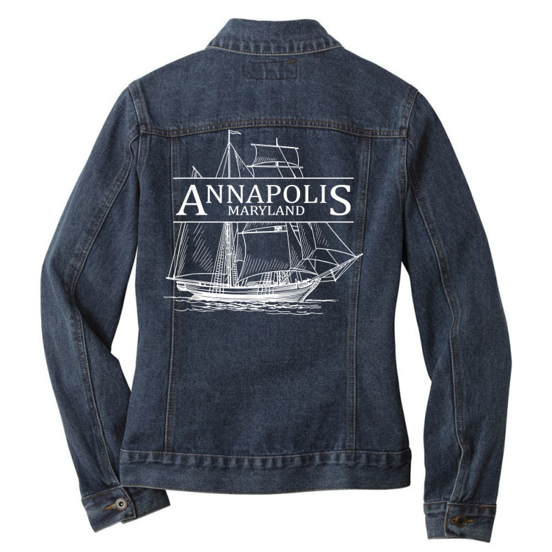 Annapolis Maryland Sailing Capital Of The World T Shirt Ladies Denim Jacket by caulkyuladdenrxi | Artistshot