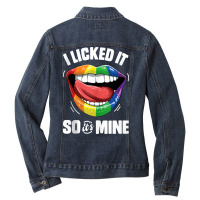 I Licked It So It's Mine Funny Lesbian Gay Pride Lgbt Flag Tank Top Ladies Denim Jacket | Artistshot