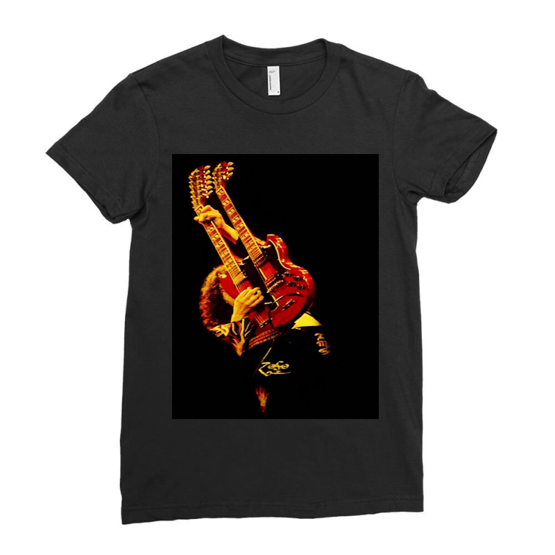 Custom Jimmy Page Poster Ladies Fitted T-shirt By Tgrier2music - Artistshot