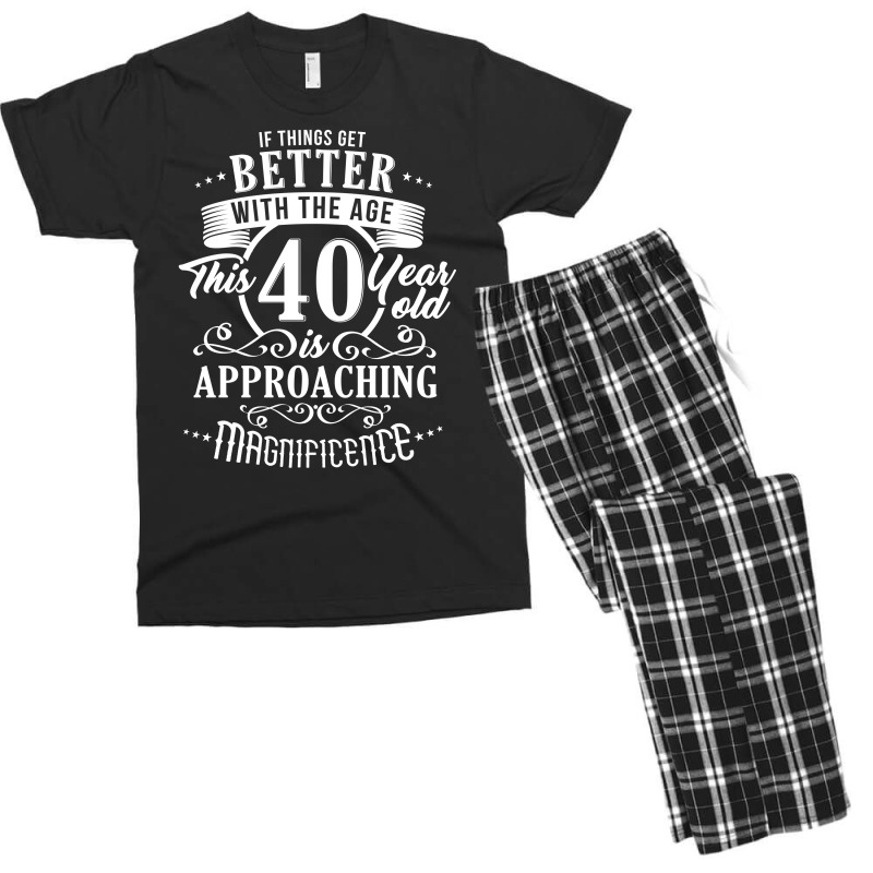 Custom Funny 40th Birthday Design Men's T-shirt Pajama Set By ...