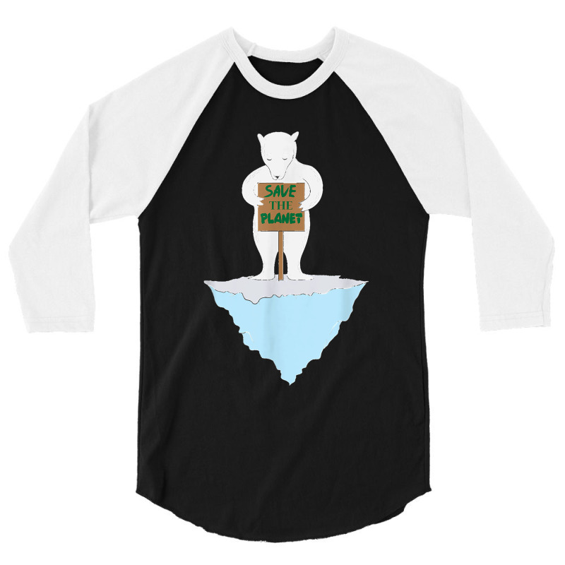 Save The Planet Polar Bear On Ice Floe 3/4 Sleeve Shirt by WirtzRichard | Artistshot