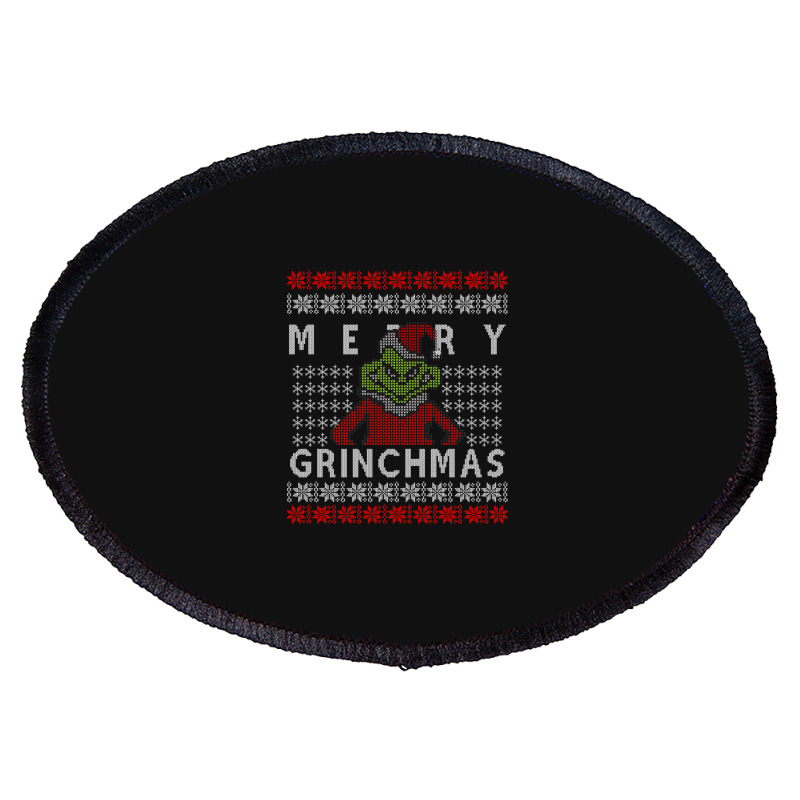 Ugly Christmas Merry Grinchmas Oval Patch | Artistshot