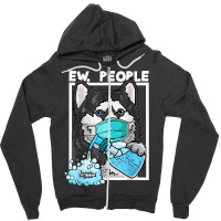 Siberian Husky Dog Wearing Facemask Hand Sanitizer Ew People Zipper Hoodie | Artistshot