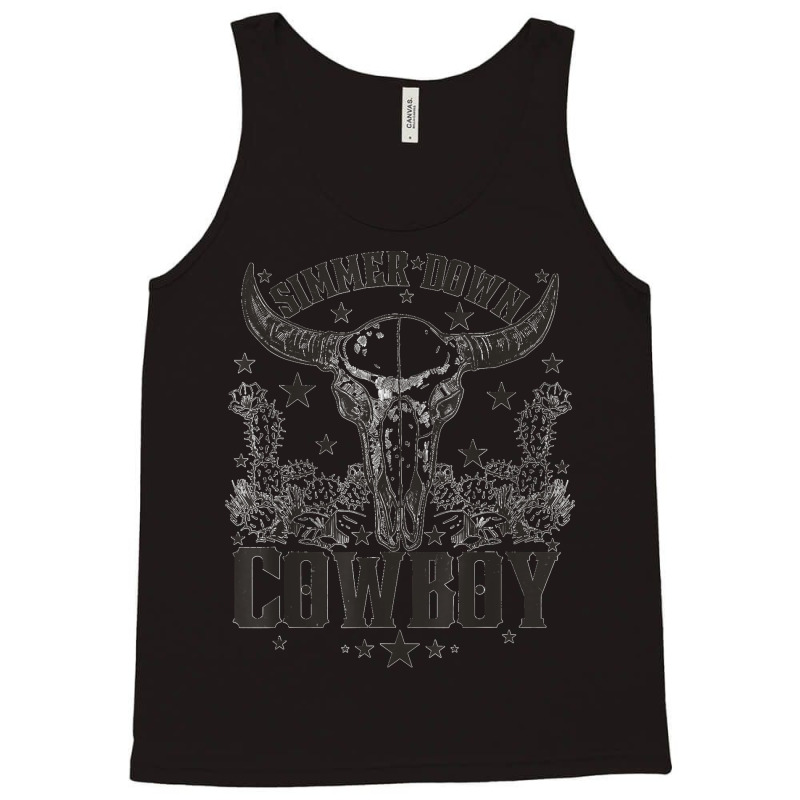 Western Bull Skull Simmer Down Cowboy Cowgirl Country Tank Top | Artistshot