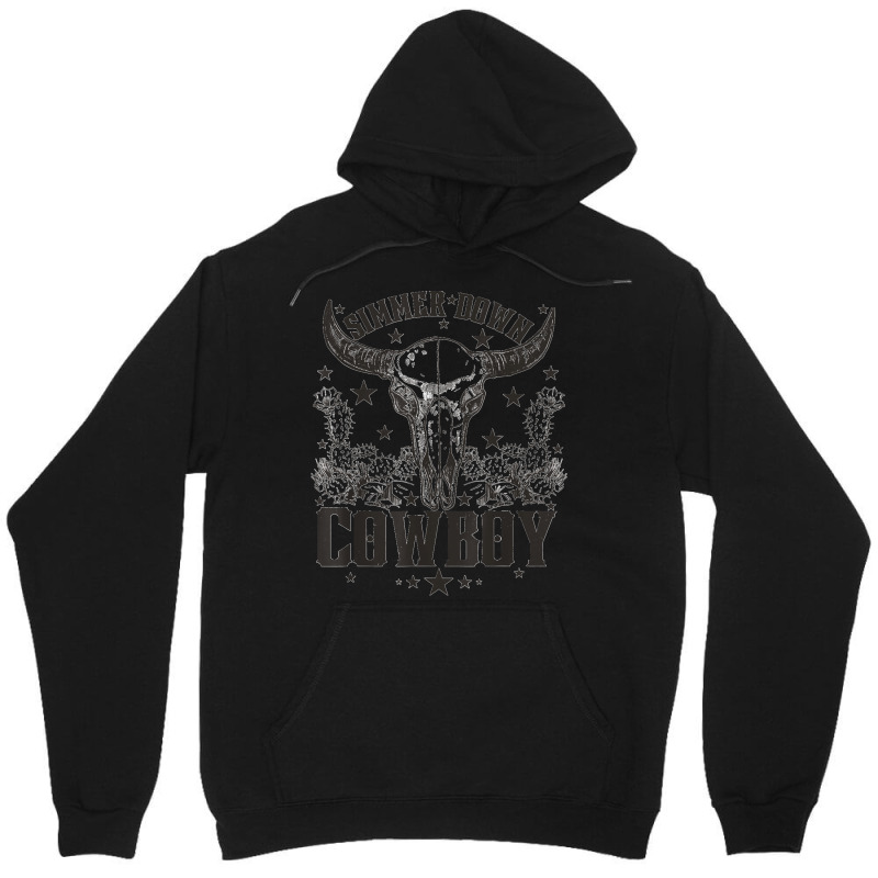 Western Bull Skull Simmer Down Cowboy Cowgirl Country Unisex Hoodie | Artistshot