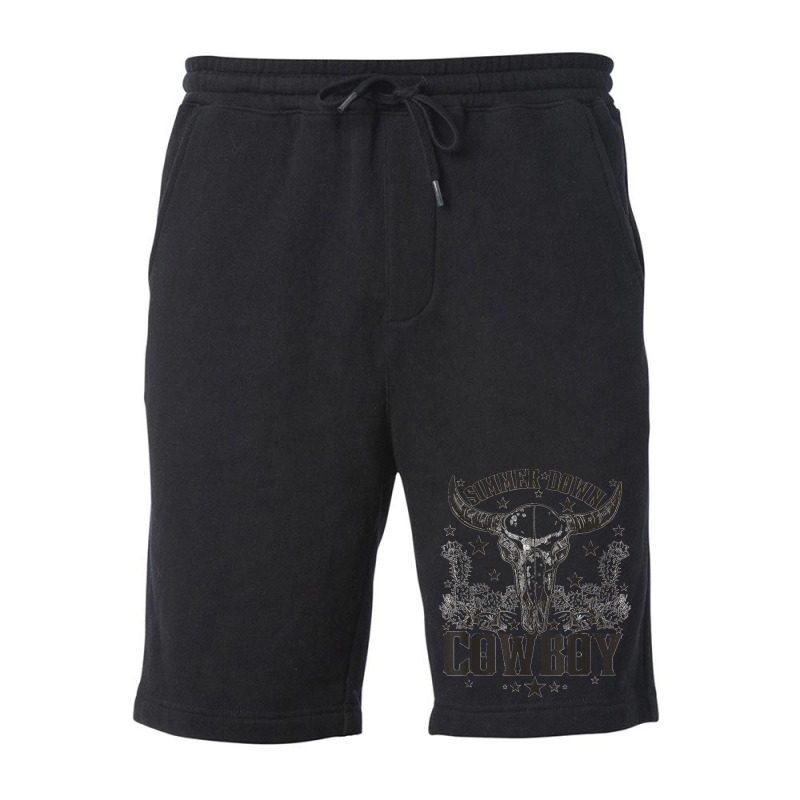 Western Bull Skull Simmer Down Cowboy Cowgirl Country Fleece Short | Artistshot