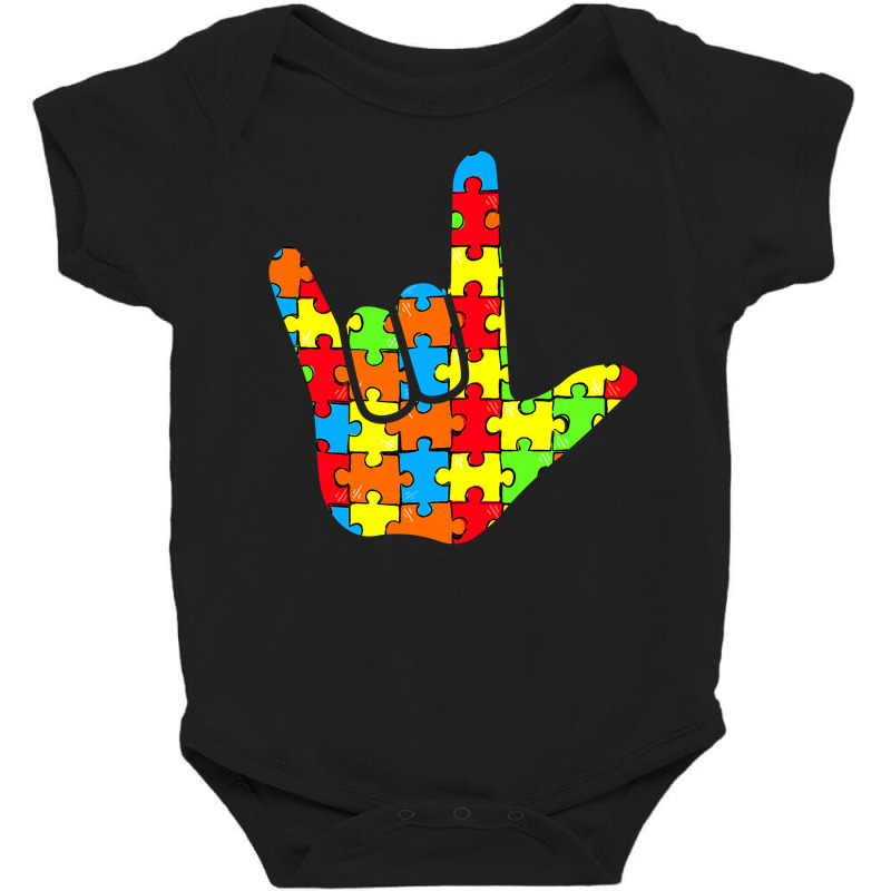 Asl Love Sign Language Autism Gift Awareness Support T Shirt Baby Bodysuit by sieuduong86 | Artistshot